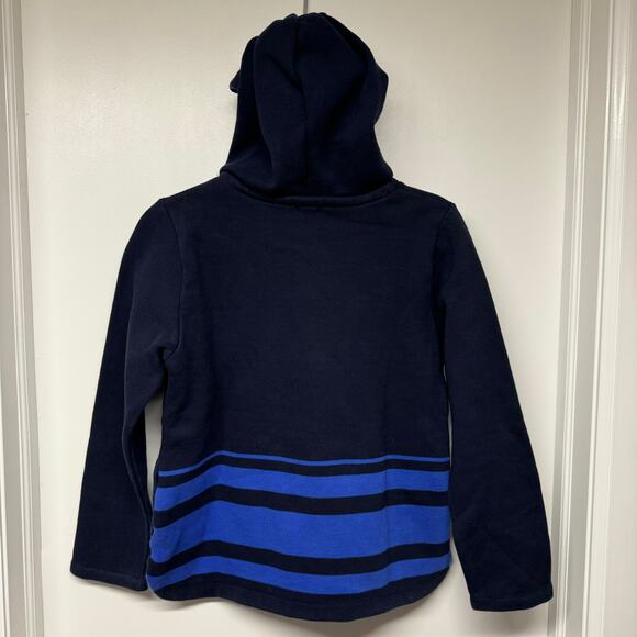 J.Crew Women Navy Blue Striped Sweatshirt Hoodie Pockets Size Small Cotton Blend - Picture 3 of 9